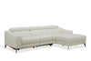 Rampart Modern L-Shape RAF White Leather Sectional Sofa with 1 Recliner