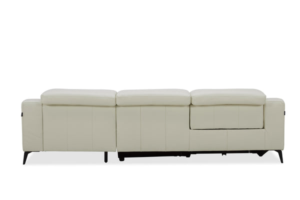 Modrest Rampart Modern L Shape Raf White Leather Sectional Sofa With 1 Recliner Model VGKM-5325-RAF-WHT-SECT