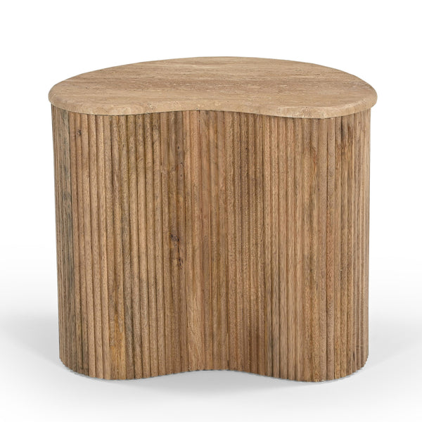 Modern Matador Modern Travertine Marble & Wood Freeform Coffee Table Set Model VGBR-SBA-2409-2408-2412-SET