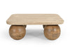 Modrest Seadrift Modern Travertine Marble & Wood Square Coffee Table Model VGBR-JTI-2569