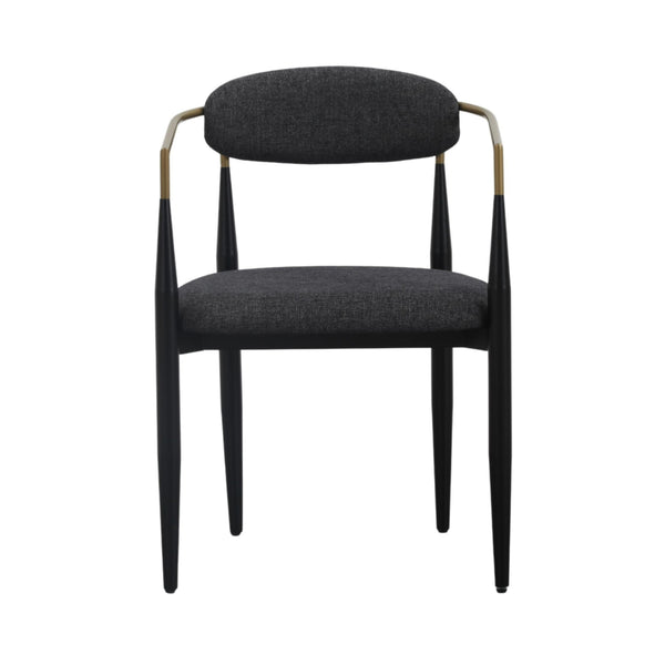 Modrest Buchtel Mid Century Modern Dark Grey & Gold Arm & Black Dining Chair Model VGDW-J1312-DKGRY