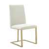 Frankie Modern Off-White Fabric + Antique Brass Dining Chair