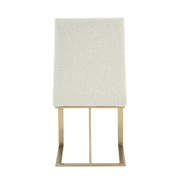 Frankie Modern Off-White Fabric + Antique Brass Dining Chair
