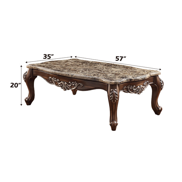 ACME Latisha Natural Marble Top & Antique Oak Coffee Table Model 82145