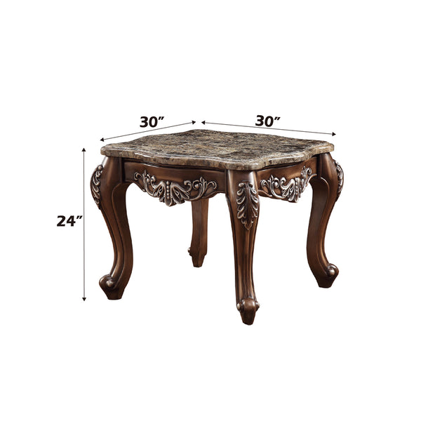 ACME Latisha Natural Marble Top & Antique Oak End Table Model 82147