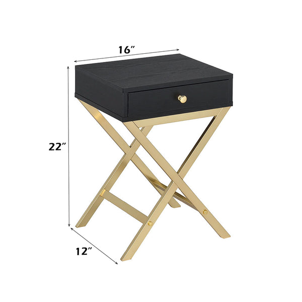 ACME Coleen Black & Brass Accent Table Model 82296