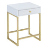 ACME Coleen White & Brass Accent Table Model 82298
