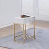 ACME Coleen White & Brass Accent Table Model 82298