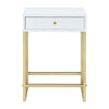 ACME Coleen White & Brass Accent Table Model 82298