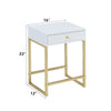 ACME Coleen White & Brass Accent Table Model 82298