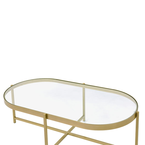 ACME Charrot Clear Glass & Gold Coffee Table Model 82305