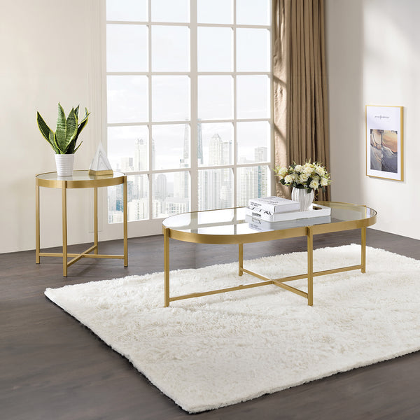 ACME Charrot Clear Glass & Gold Coffee Table Model 82305