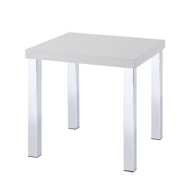 ACME Harta White High Gloss & Chrome End Table Model 82332