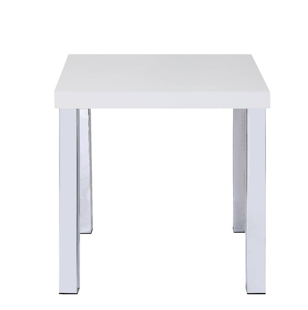 ACME Harta White High Gloss & Chrome End Table Model 82332
