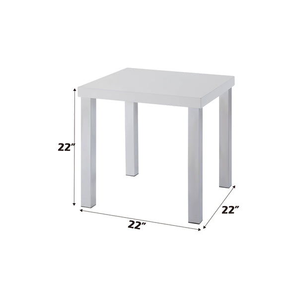 ACME Harta White High Gloss & Chrome End Table Model 82332