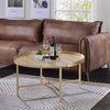ACME Mithea Oak Table Top & Gold Coffee Table Model 82335