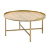 ACME Mithea Oak Table Top & Gold Coffee Table Model 82335