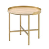 ACME Mithea Oak Table Top & Gold End Table Model 82337
