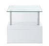 ACME Nevaeh Clear Glass & White High Gloss End Table Model 82362