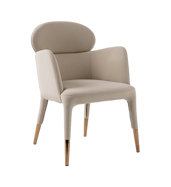 Modrest Shannon Modern Beige Vegan Leather & Rosegold Dining Chair Model VGVC-B022A-BGE