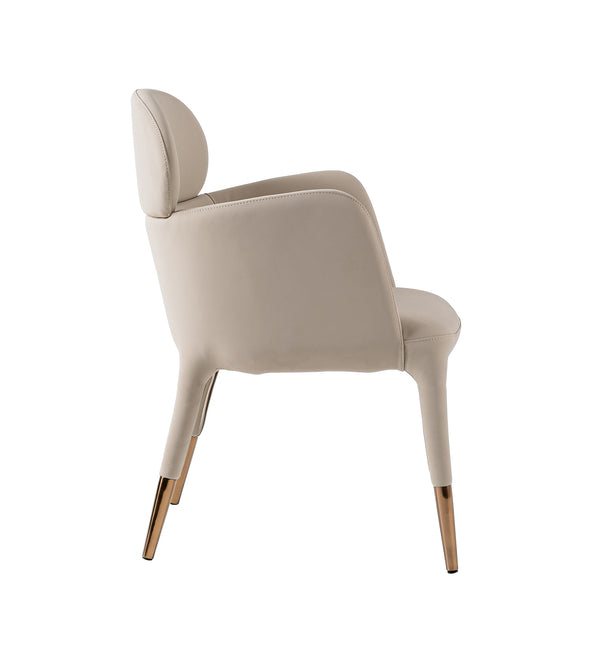 Modrest Shannon Modern Beige Vegan Leather & Rosegold Dining Chair Model VGVC-B022A-BGE