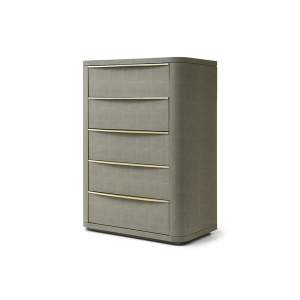 Modrest Lois Modern Beige Shagreen & Brass Chest Model VGVC-J2408-5H