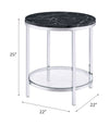 ACME Virlana Black Engineered Stone & Chrome End Table Model 82477