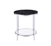 ACME Virlana Black Engineered Stone & Chrome End Table Model 82477