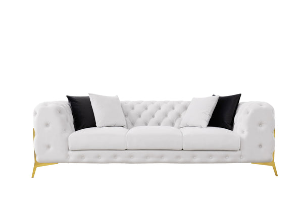 Clarice Transitional Light Beige Velvet Sofa Set