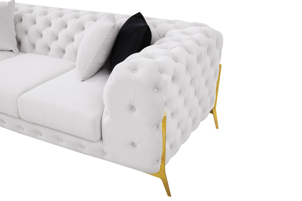 Divani Casa Clarice Transitional Light Beige Velvet Sofa Set Model VGAH-SF1013-SET-BGE