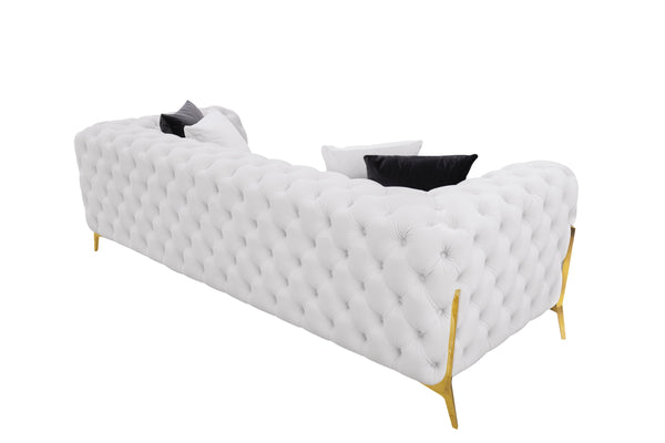 Clarice Transitional Light Beige Velvet Sofa Set