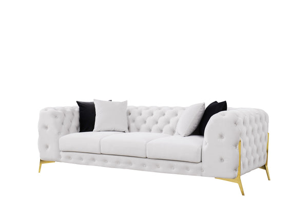 Divani Casa Clarice Transitional Light Beige Velvet Sofa Set Model VGAH-SF1013-SET-BGE