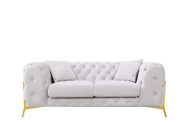 Clarice Transitional Light Beige Velvet Sofa Set