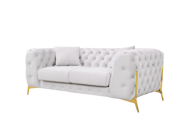 Clarice Transitional Light Beige Velvet Sofa Set