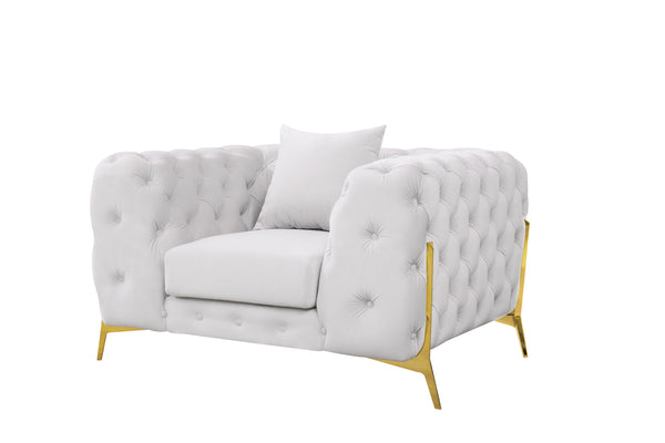 Clarice Transitional Light Beige Velvet Sofa Set