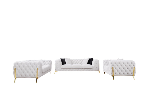 Divani Casa Clarice Transitional Light Beige Velvet Sofa Set Model VGAH-SF1013-SET-BGE