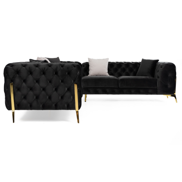 Clarice Transitional Black Velvet Sectional Sofa