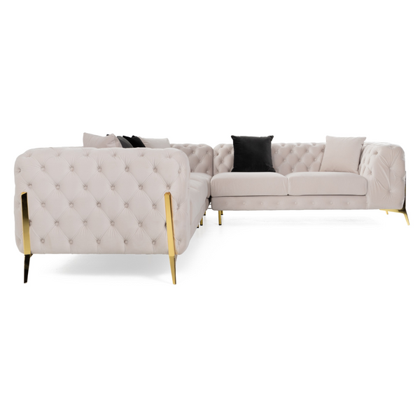 Clarice Transitional Light Beige Velvet Sectional Sofa