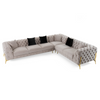 Clarice Transitional Light Beige Velvet Sectional Sofa