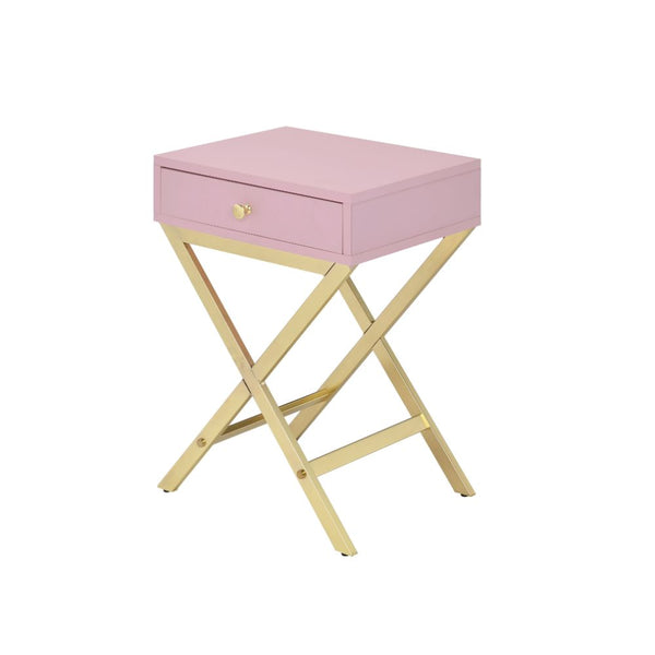 ACME Coleen Pink & Gold Accent Table Model 82698