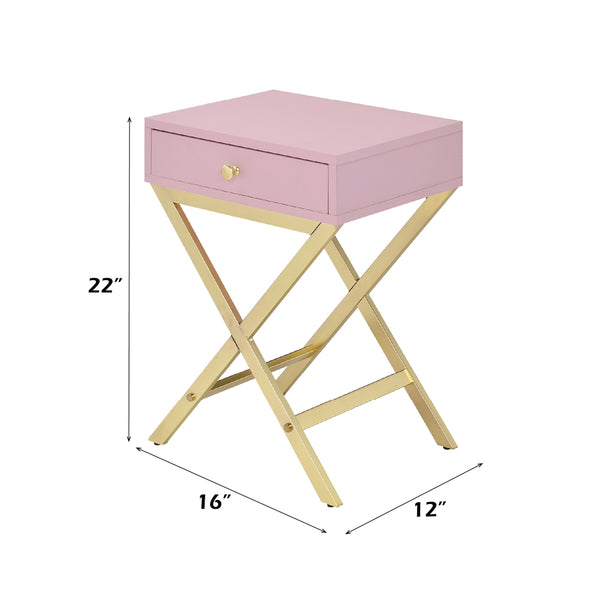 ACME Coleen Pink & Gold Accent Table Model 82698