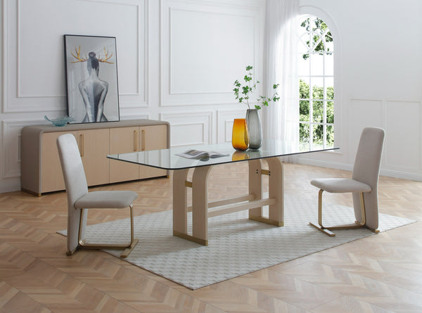 Modrest Florence Modern Beige Leatherette & Gold Buffet Model VGVC-G2410-BGE