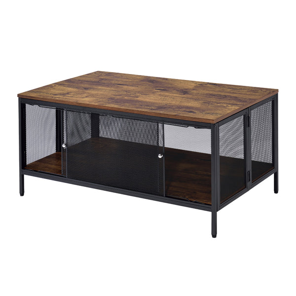 ACME Winam Antique Oak & Black Coffee Table Model 82780