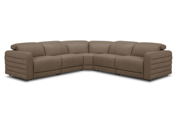 Divani Casa Bianca Modern Brown Leather Sectional Sofa With 3 Recliners Model VGKV-KM.6361-SECT-MOCHA