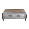 ACME Brancaster Antique Oak & Aluminum Coffee Table Model 82855