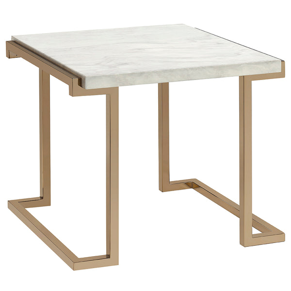 ACME Boice II Engineered Stone Top & Champagne End Table Model 82872