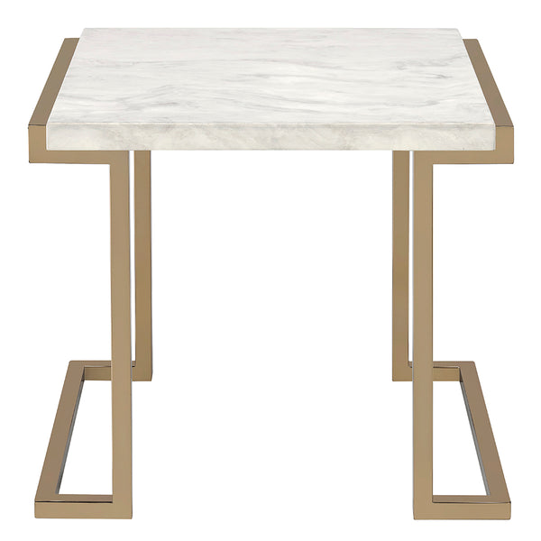 ACME Boice II Engineered Stone Top & Champagne End Table Model 82872