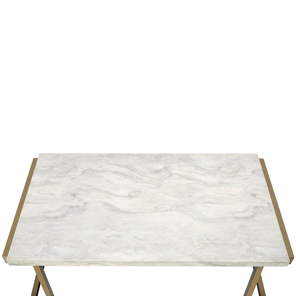 ACME Boice II Engineered Stone Top & Champagne End Table Model 82872