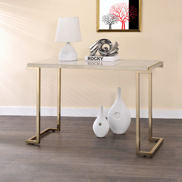 ACME Boice II Engineered Stone Top & Champagne Sofa Table Model 82873