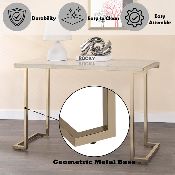 ACME Boice II Engineered Stone Top & Champagne Sofa Table Model 82873